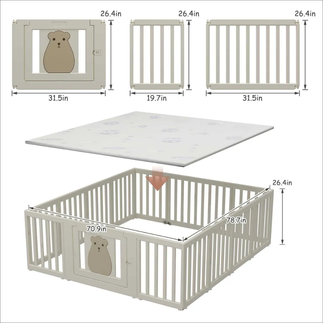 High Quality Baby White House Play Pen 180 × 200 × 65 cm