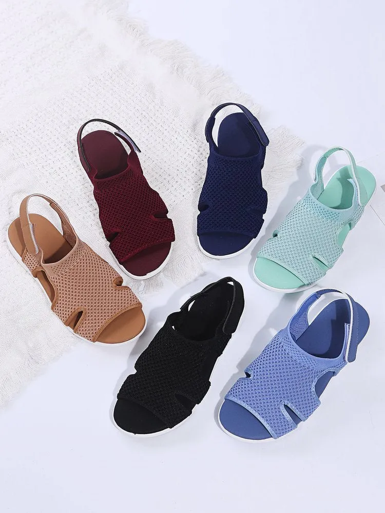 Ladies Sandals Large Size Breathable Stretch Fly Woven Comfort