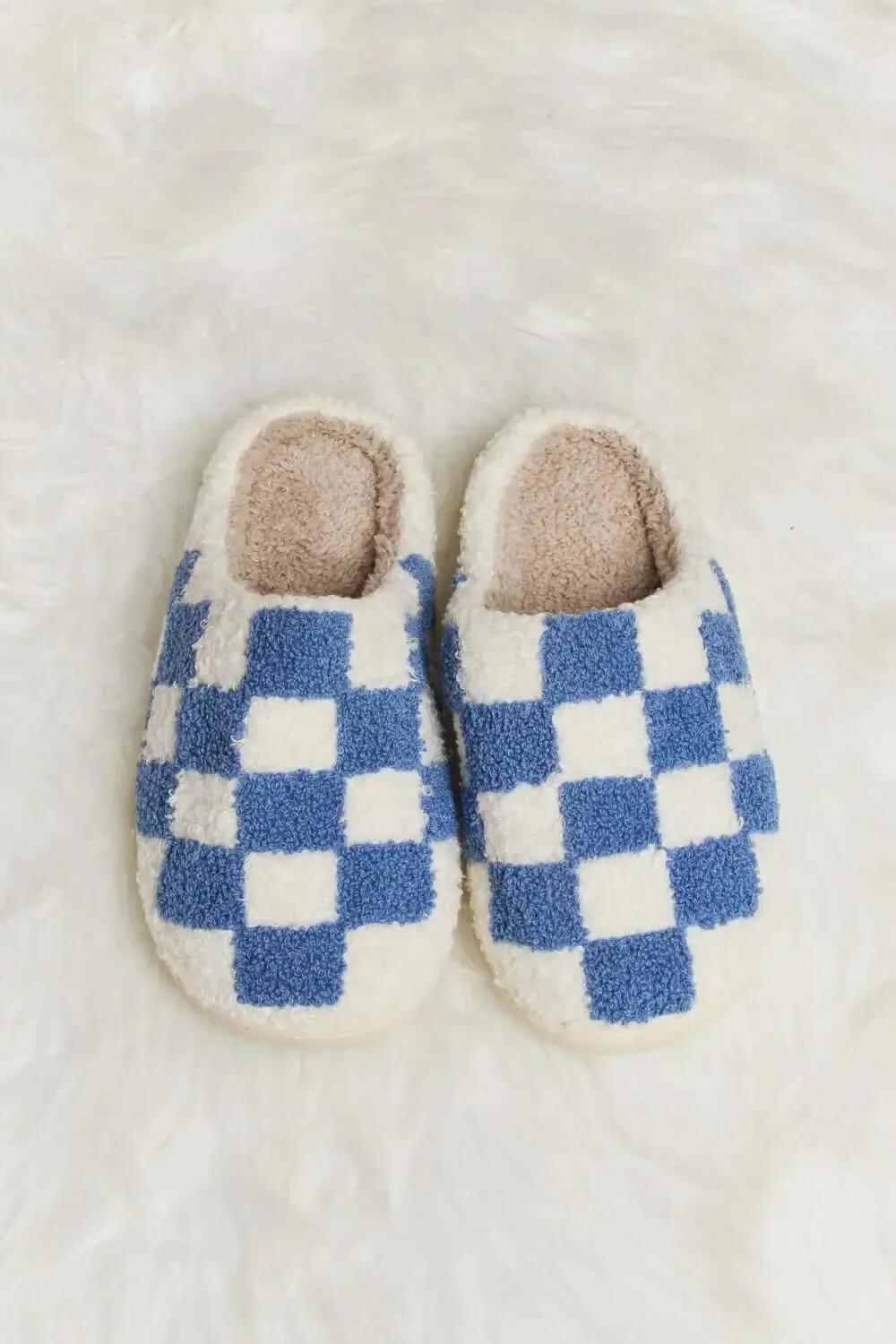 Melody Checkered Print Plush Slippers