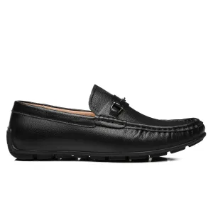 Men Leather Black Oxford Loafers