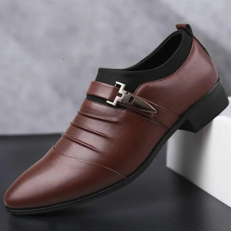 Men's Business Oxfords Shoes - PU Leather Pointed Toe Dress Footwear, Series 2