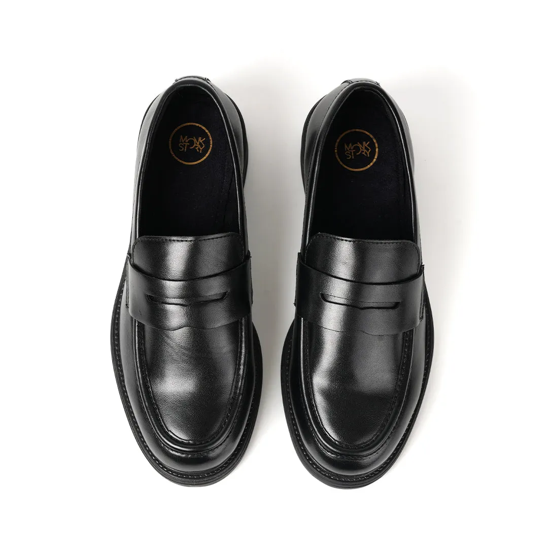 Monkstory Cosmopolitan Penny Loafers  - Black