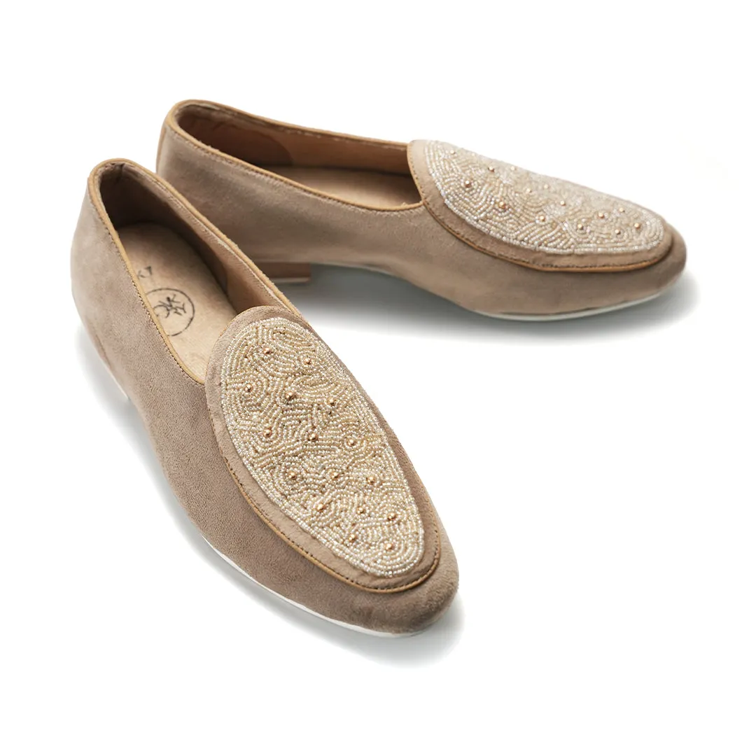 Monkstory Hand-Beaded Slip-ons - Beige