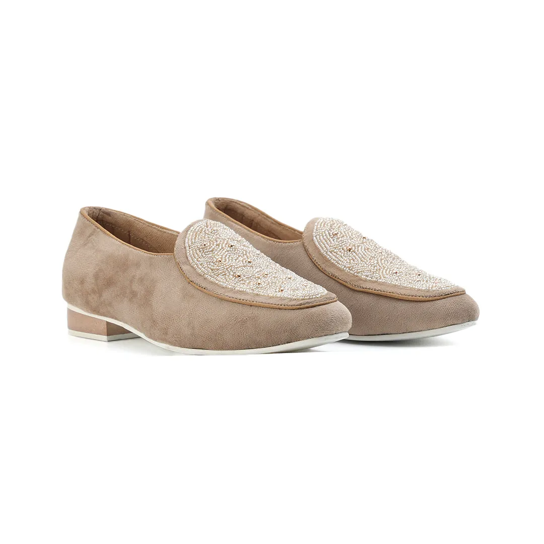 Monkstory Hand-Beaded Slip-ons - Beige