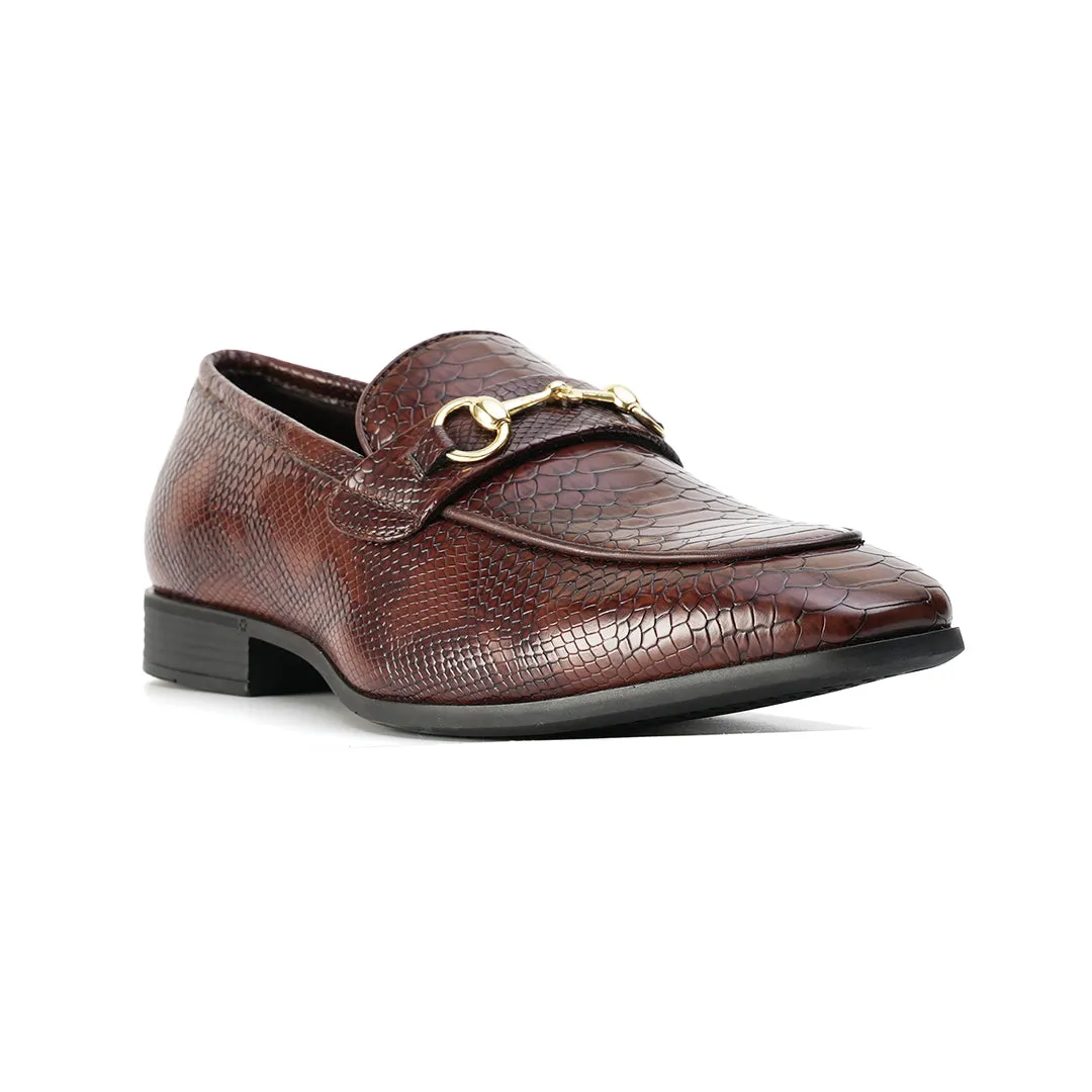 Monkstory Horsebit Snake-Effect Slip-Ons - Brown