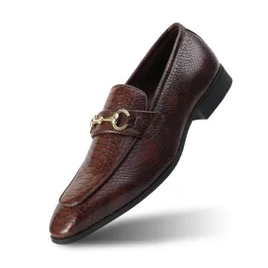 Monkstory Horsebit Snake-Effect Slip-Ons - Brown