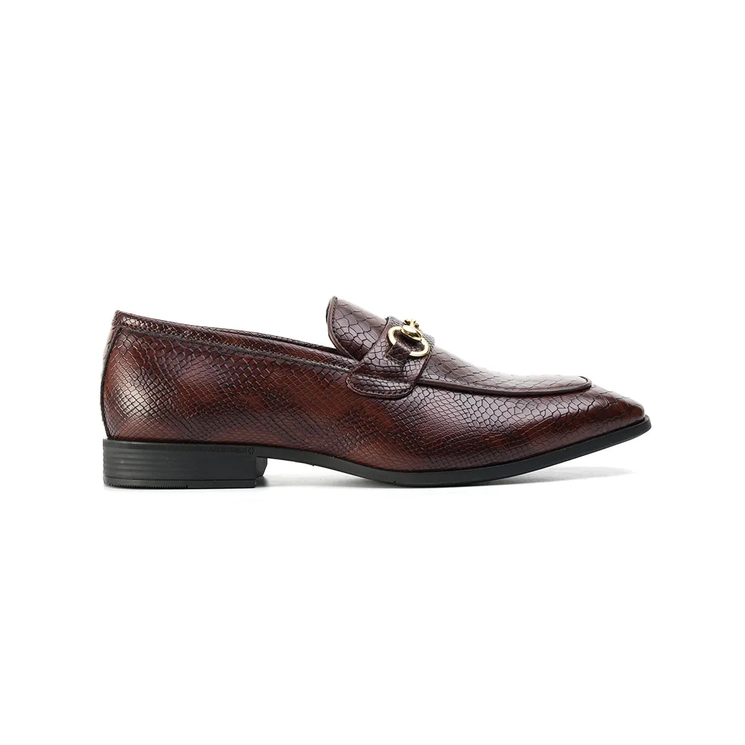 Monkstory Horsebit Snake-Effect Slip-Ons - Brown