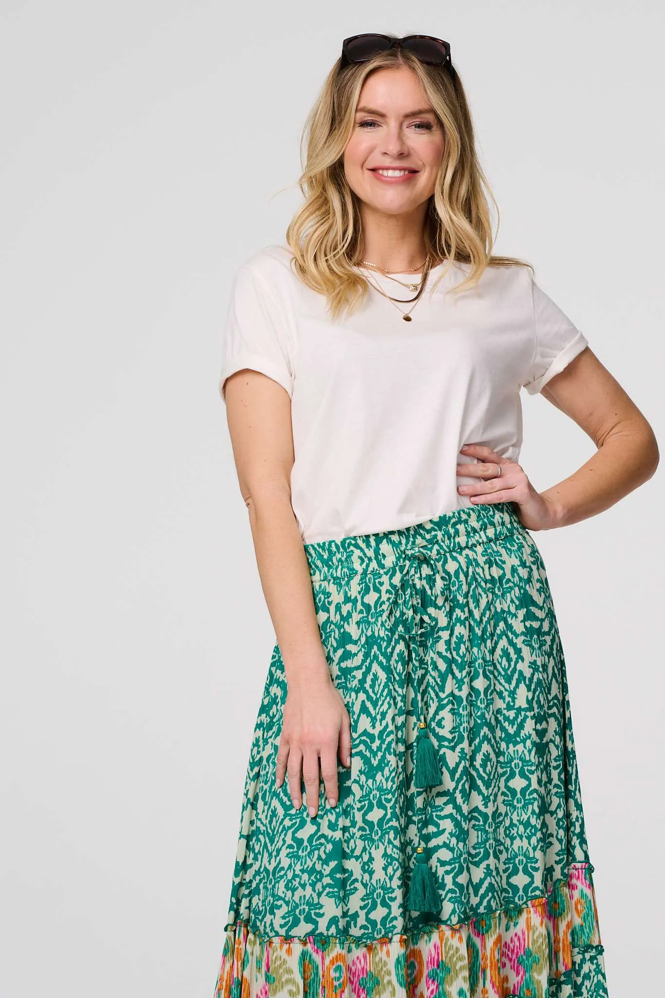 Patchwork High Waist Maxi Skirt