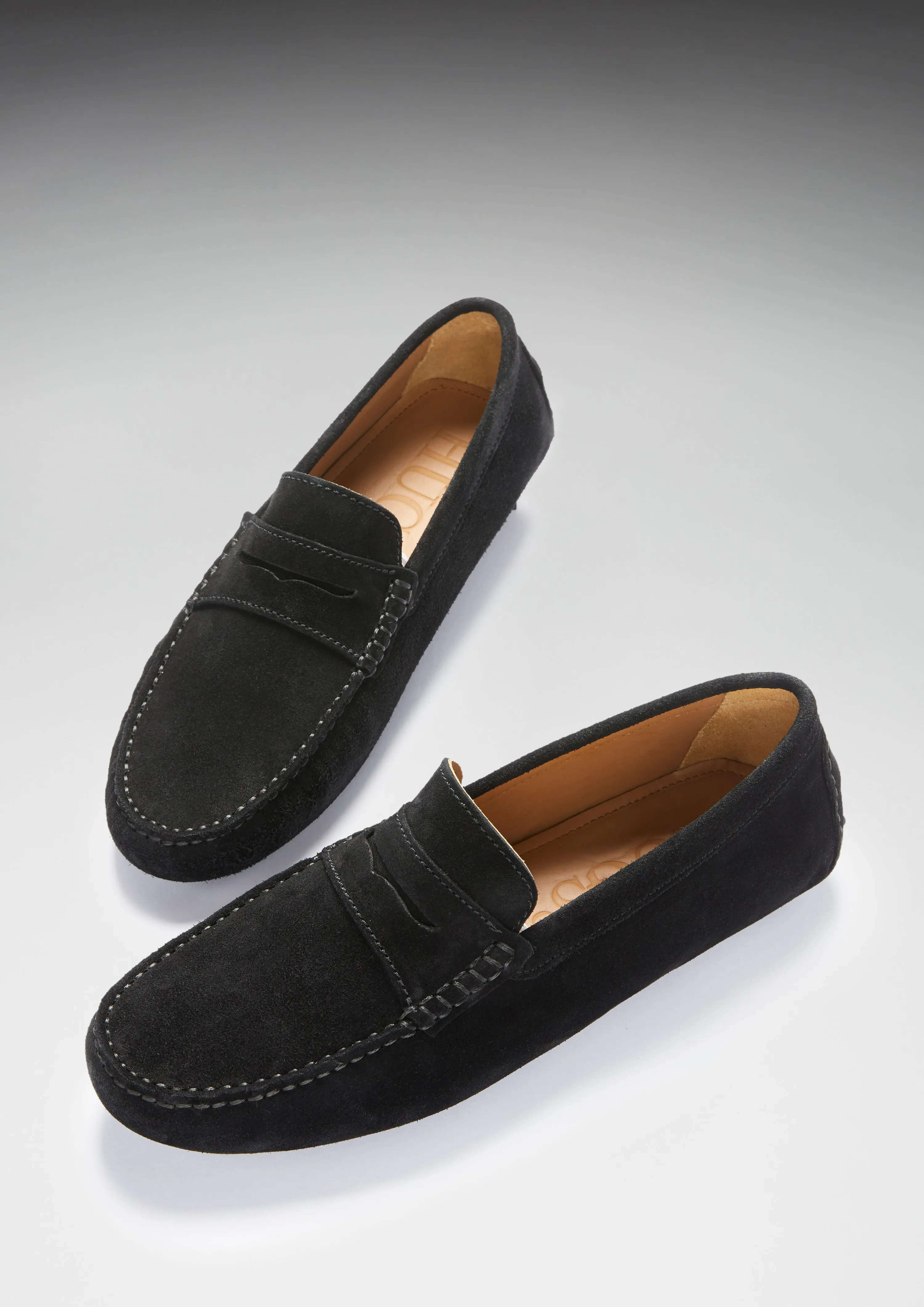 Penny Driving Loafers, black suede