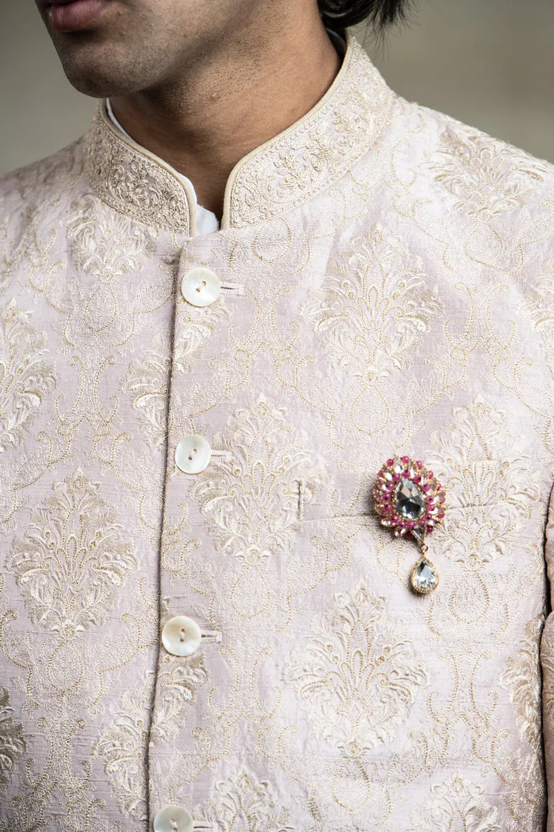 Pink All Over Embroidered Bandhgala