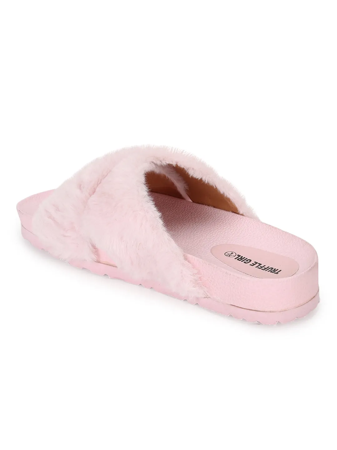 Pink Fuzzy Fur Slides