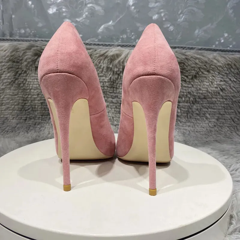 Pink Suede Shallow Cut Stilettos