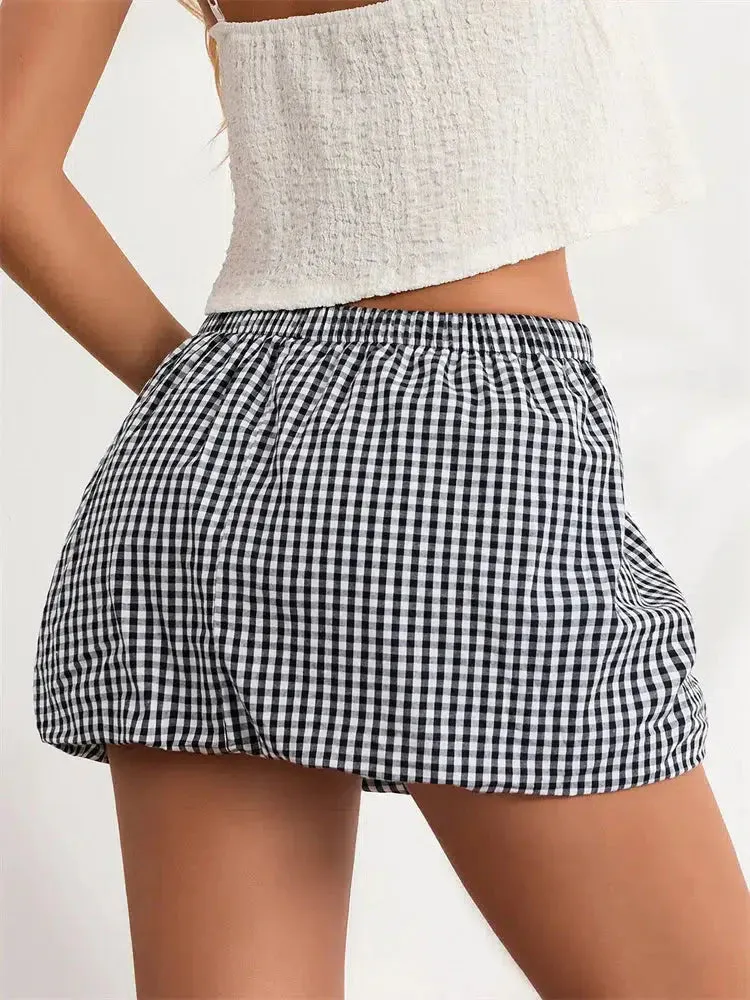 Plaid Bubble Mini Skirt