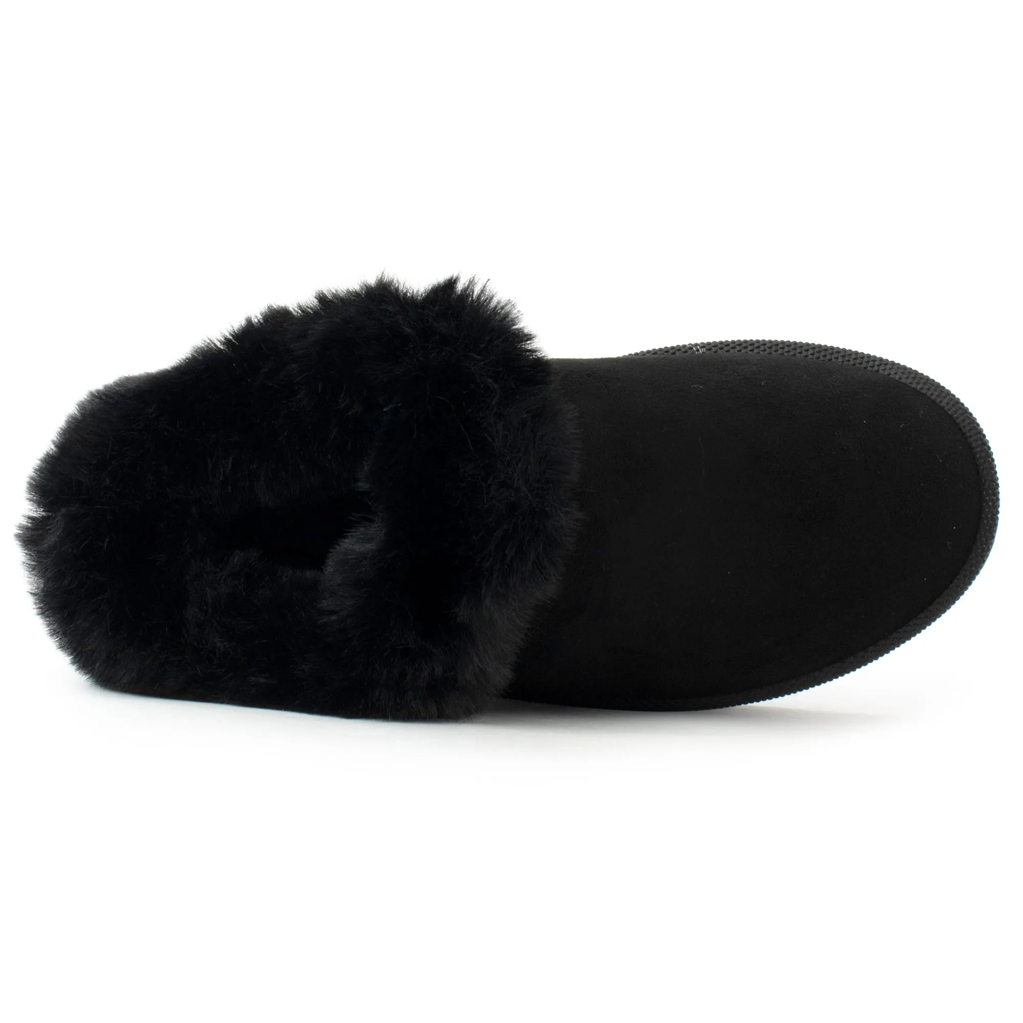 Platform Fur Lined Mule Clog BLACK