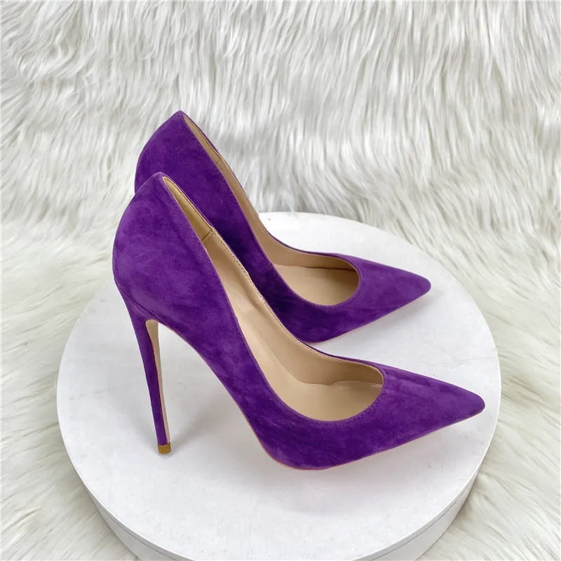 Pre Order:  Purple Suede Pointed Stilettos