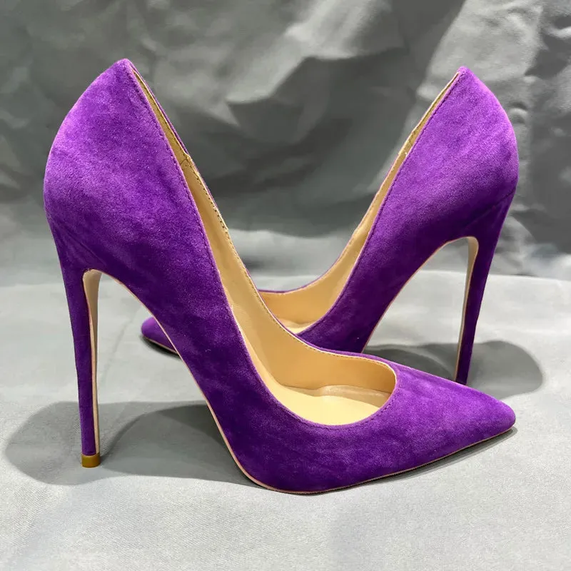 Pre Order:  Purple Suede Pointed Stilettos