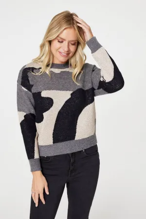 Printed Metallic Knit Jumper