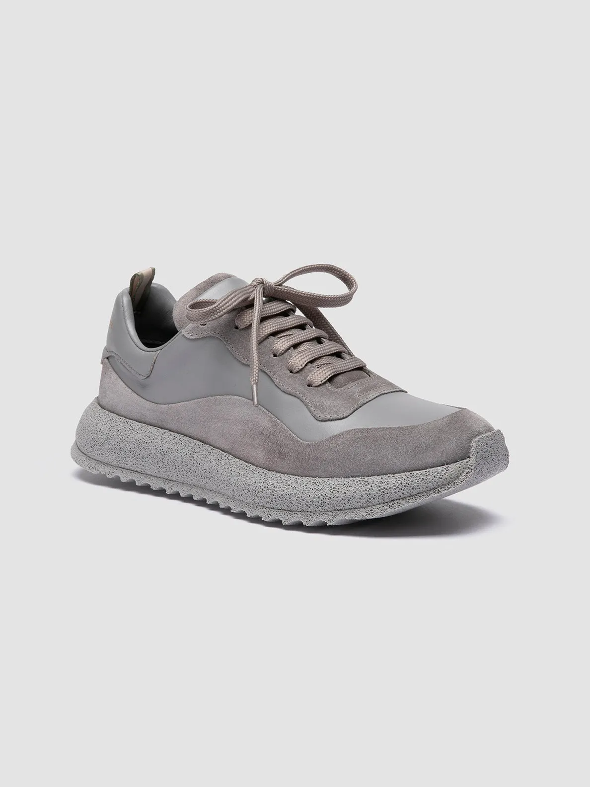 RACE RUBREX 101 - Gray Leather and Suede Low Top Sneakers