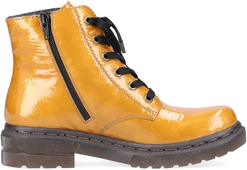 Rieker 78240-68 Ladies Yellow Patent Ankle Boots