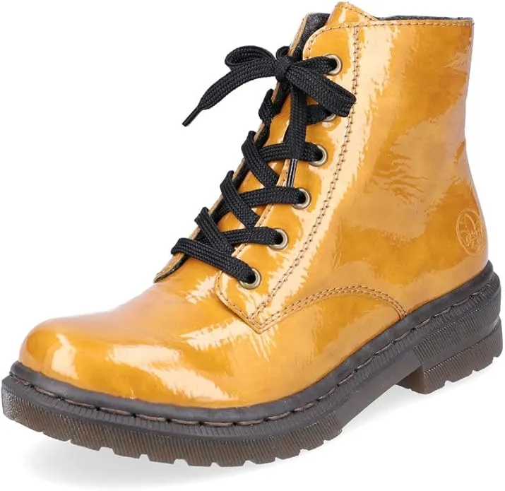 Rieker 78240-68 Ladies Yellow Patent Ankle Boots