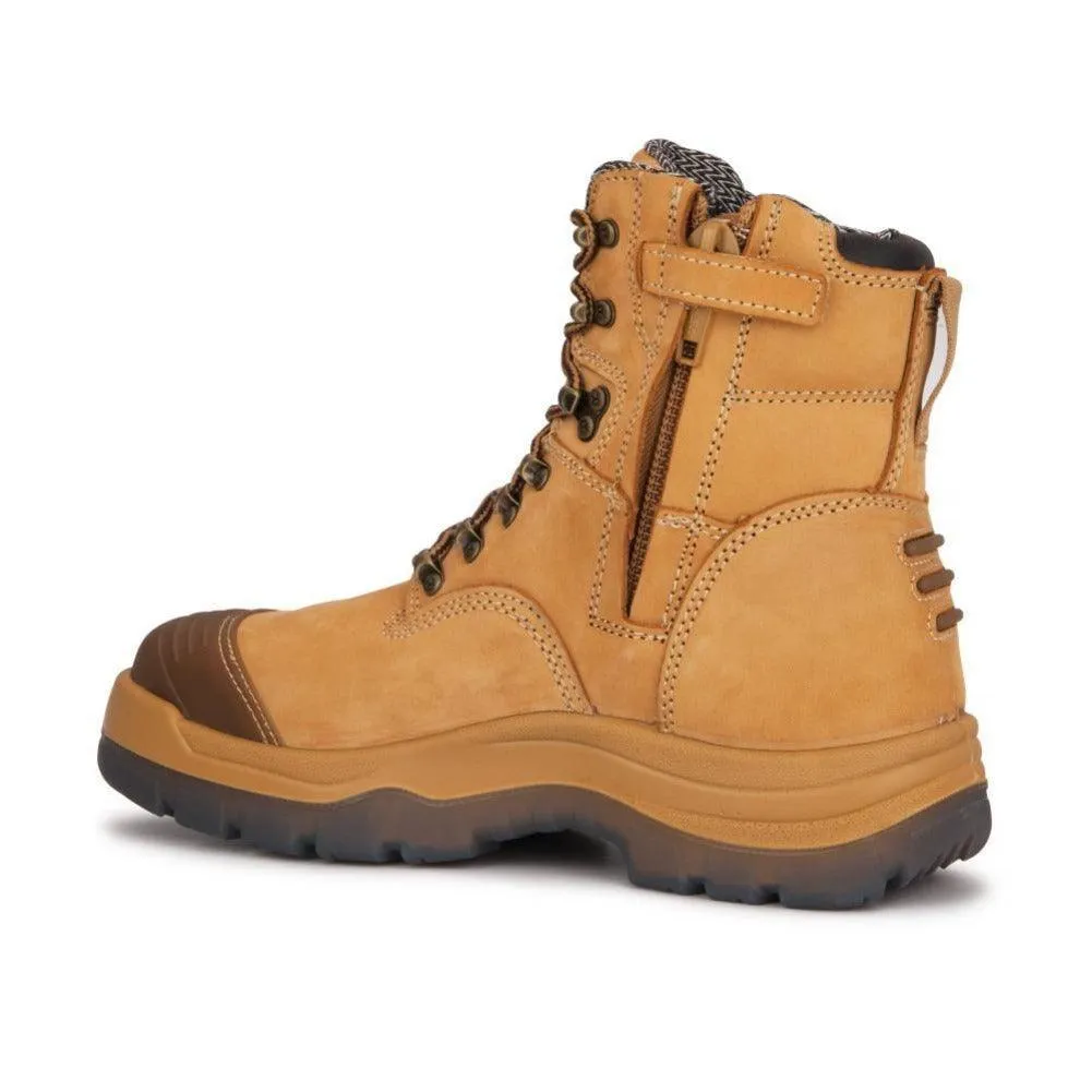 ROCKROOSTER Kimberly Tan 7 inch Zip-sided Steel Toe Leather Work Boots