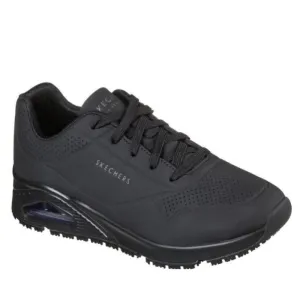 Skechers Uno SR Slip Resistant Sole WIDE Width Womens Trainer Black