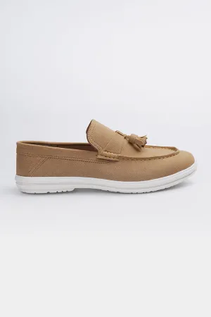 Slip On Suede Loafers - Beige