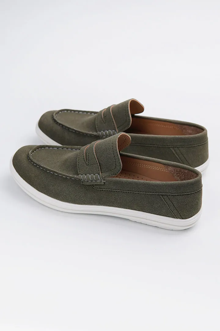 Slip On Suede Loafers - Green