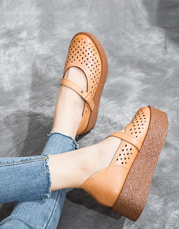 Summer Leather Platform Cute Sandals