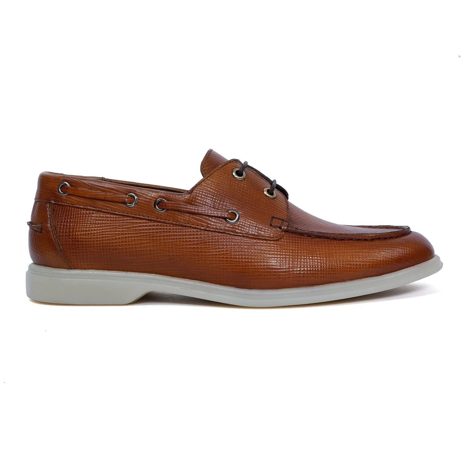 Tan Yacht Shoes in Saffiano leather