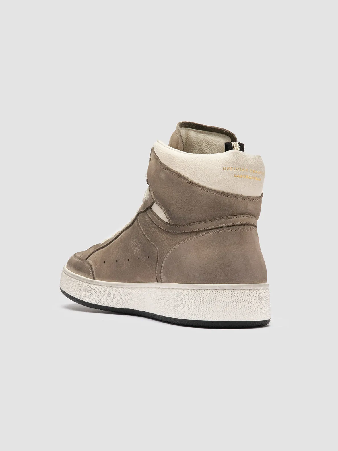 THE ANSWER 004 - Taupe Leather and Suede High Top Sneakers