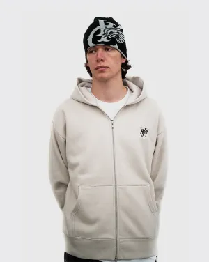 Vic Wing Heavyweight Double Zip Hood - Bone