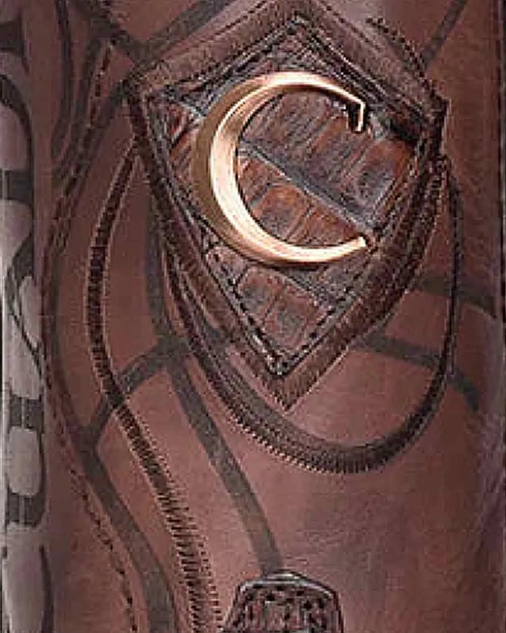 Western engraved honey exotic boot