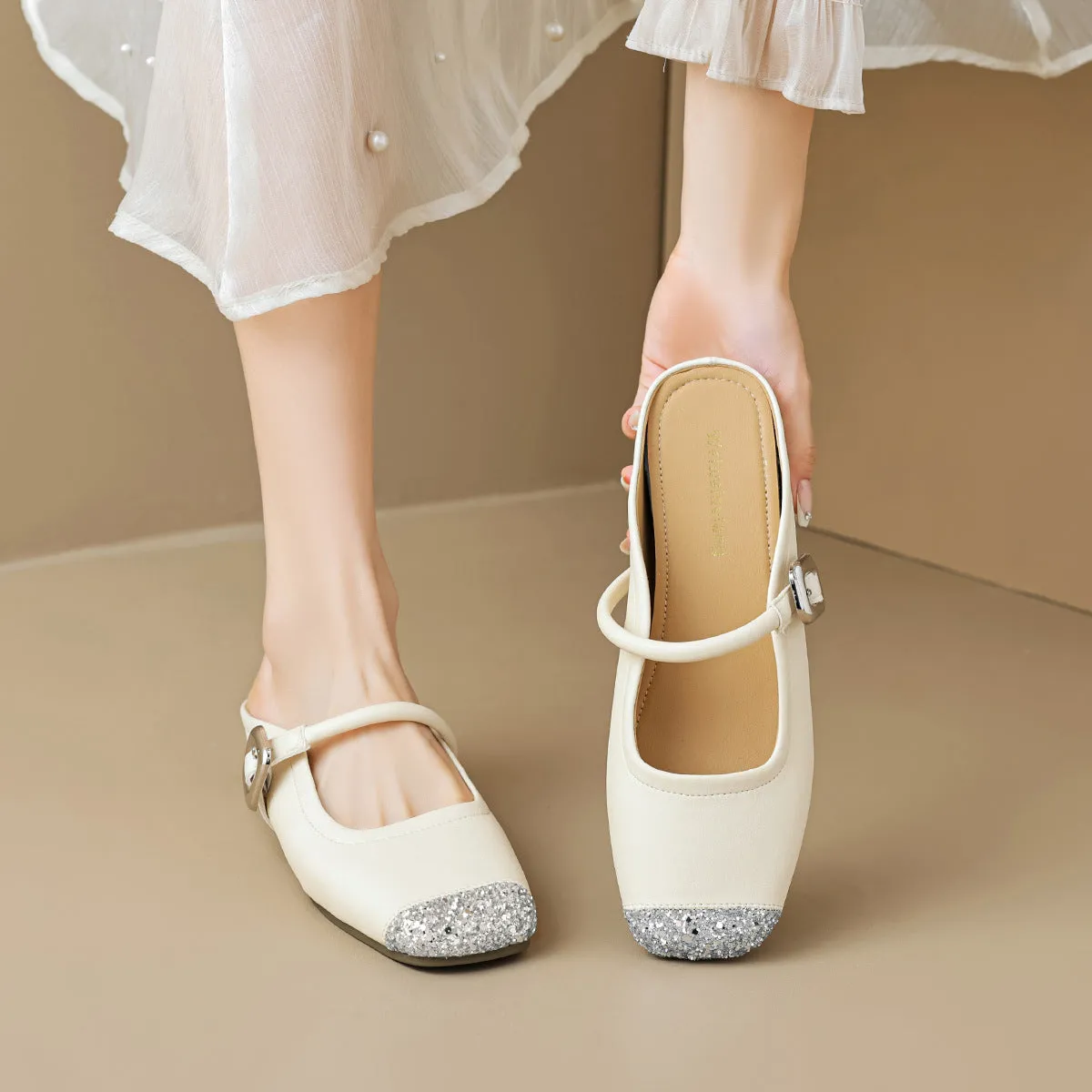 Women Casual Soft Leather Flat Mules