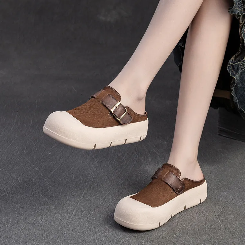 Women Minimalist Leather Soft Flat Casual Mules