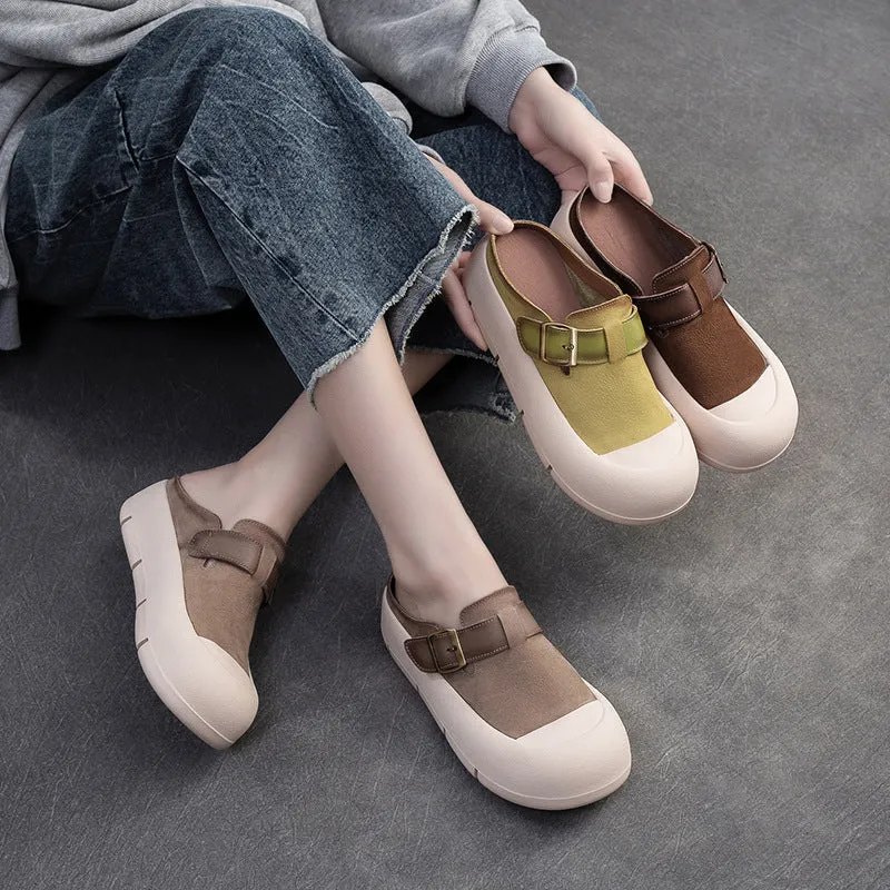 Women Minimalist Leather Soft Flat Casual Mules