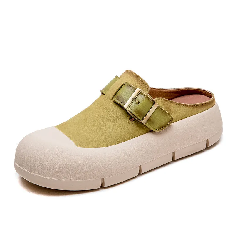 Women Minimalist Leather Soft Flat Casual Mules