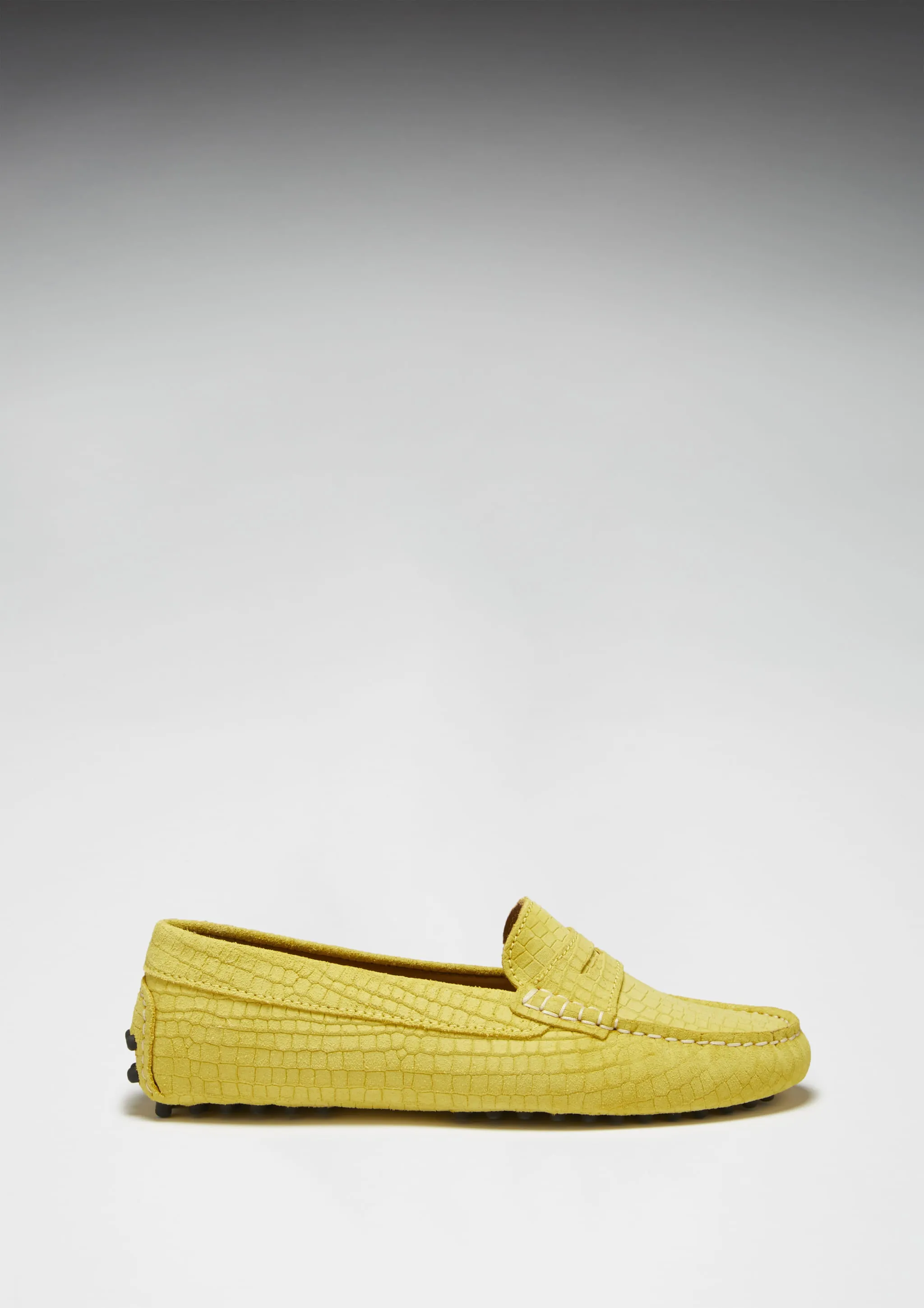 Women's Penny Driving Loafers, yellow embossed suede