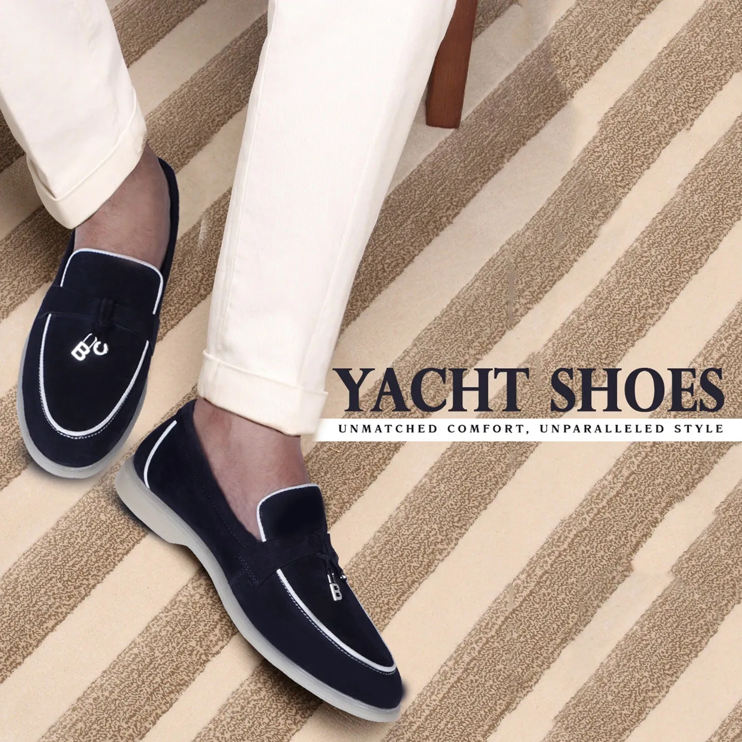 Yacht shoes in Navy Blue Suede leather