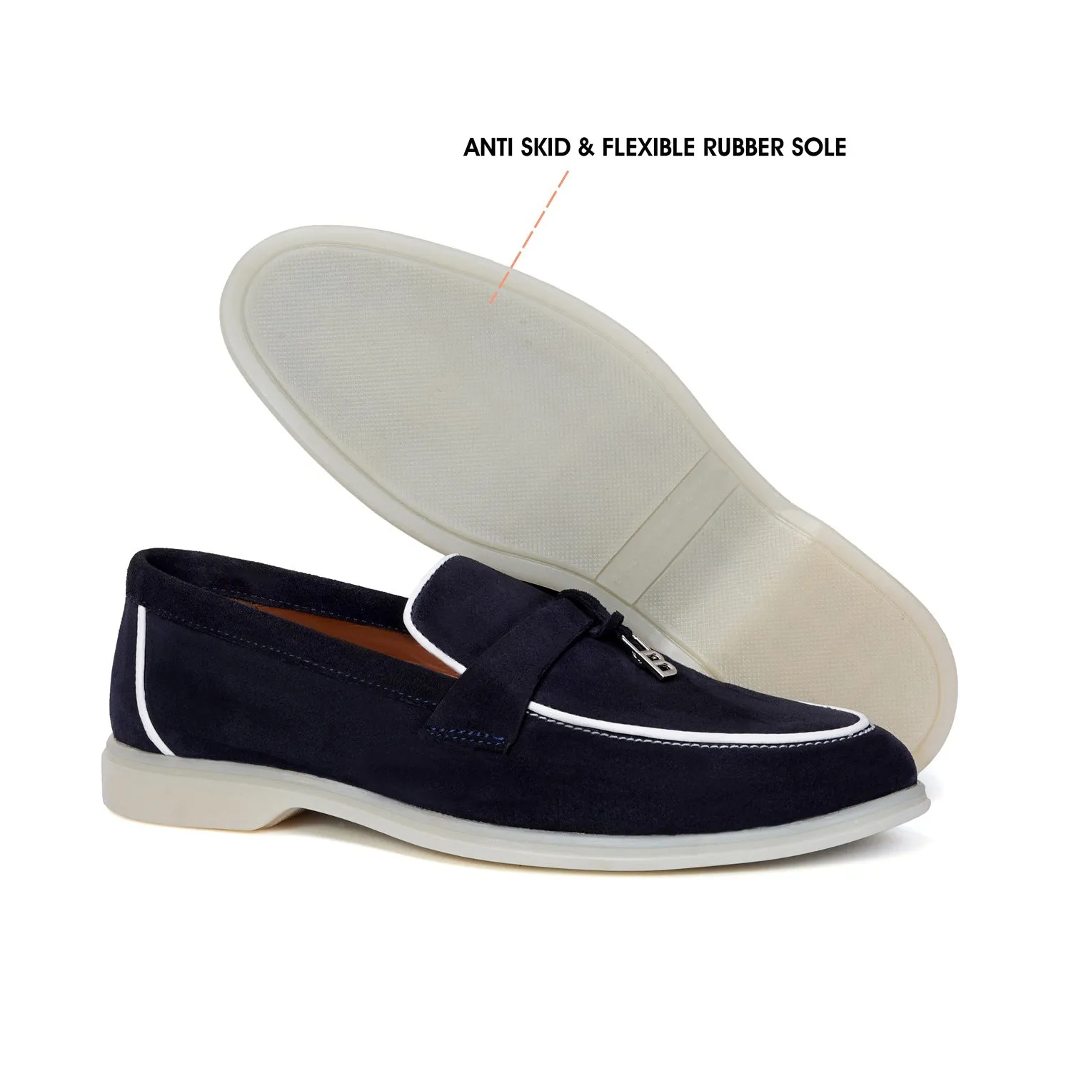 Yacht shoes in Navy Blue Suede leather