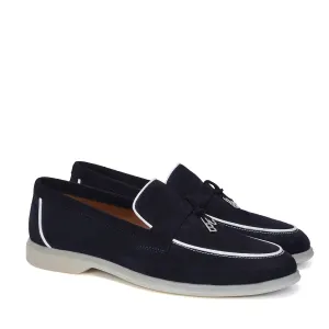 Yacht shoes in Navy Blue Suede leather