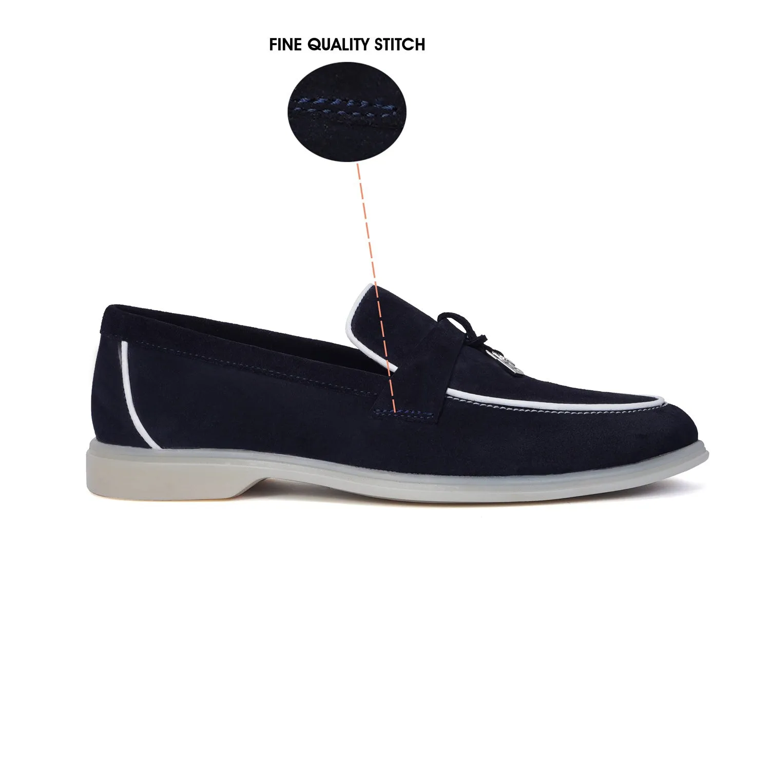 Yacht shoes in Navy Blue Suede leather